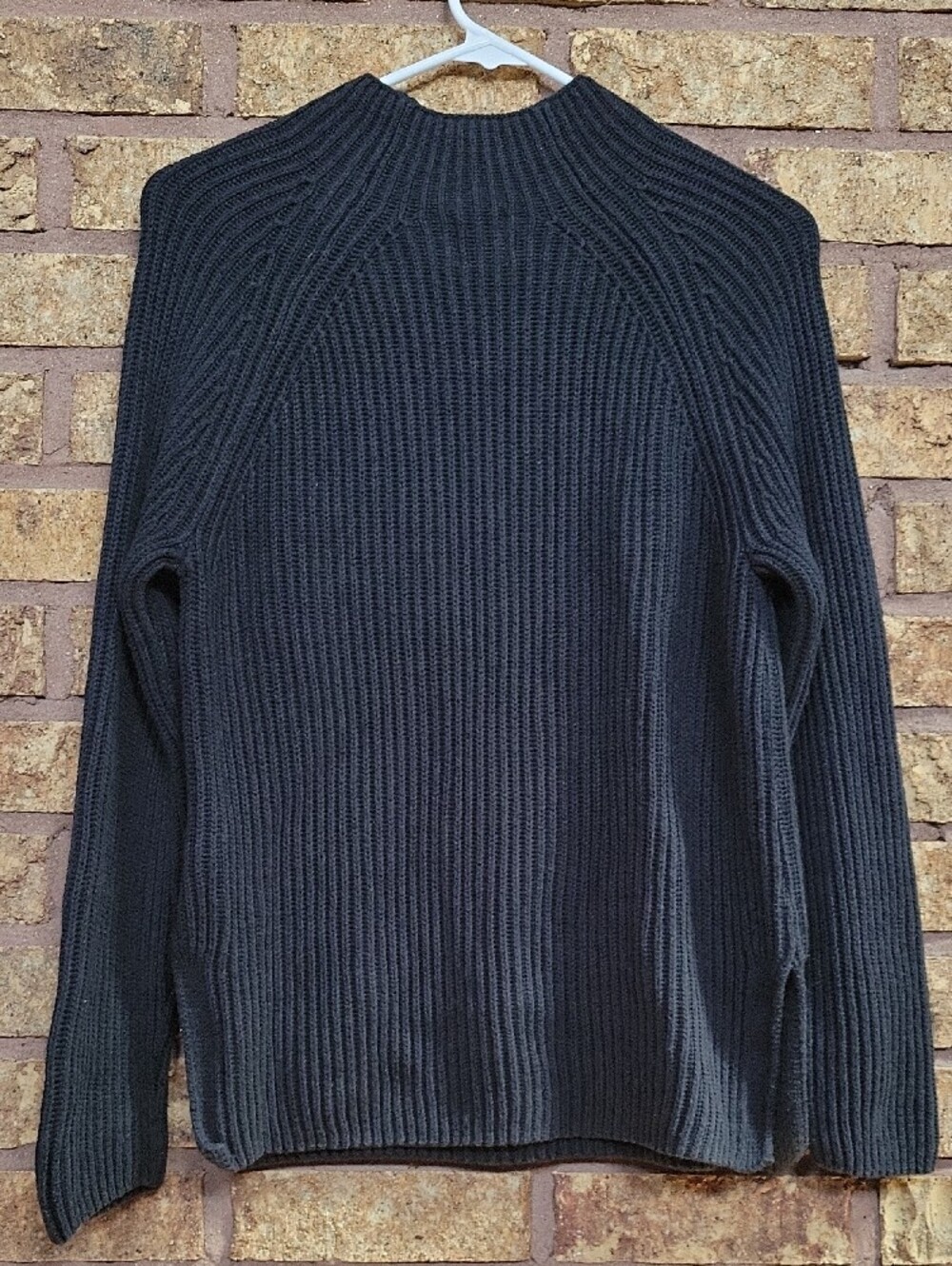 GAP Black Asymmetrical Button Raglan Rib Knit 100% Cotton Sweater Women's Size M - Picture 6 of 10